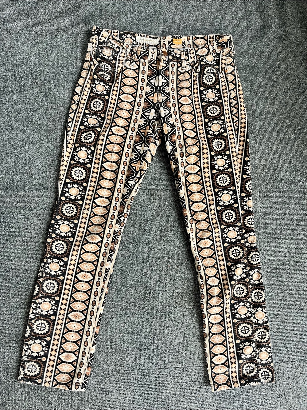 Pilcro and the Letterpress black and tan pattern corduroy pants